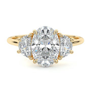 2.50 CT Oval Cut Lab Grown Diamond Three Stone Engagement Ring Mapple Gems